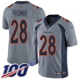Denver Broncos #28 Royce Freeman Gray Men's Stitched NFL Limited Inverted Legend 100th Season Jersey