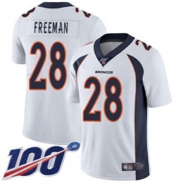 Denver Broncos #28 Royce Freeman White Men's Stitched NFL 100th Season Vapor Limited Jersey