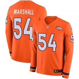 Denver Broncos #54 Brandon Marshall Orange Team Color Men's Stitched NFL Limited Therma Long Sleeve Jersey