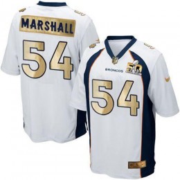 Denver Broncos #54 Brandon Marshall White Men's Stitched NFL Game Super Bowl 50 Collection Jersey