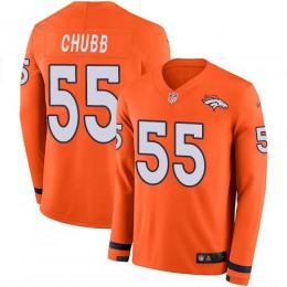 Denver Broncos #55 Bradley Chubb Orange Team Color Men's Stitched NFL Limited Therma Long Sleeve Jersey