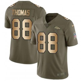 Denver Broncos #88 Demaryius Thomas Olive/Gold Men's Stitched NFL Limited 2017 Salute To Service Jersey