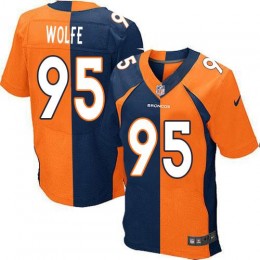 Denver Broncos #95 Derek Wolfe Orange/Navy Blue Men's Stitched NFL Elite Split Jersey