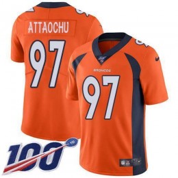 Denver Broncos #97 Jeremiah Attaochu Orange Team Color Men's Stitched NFL 100th Season Vapor Untouchable Limited Jersey