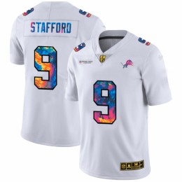 Detroit Detroit Lions #9 Matthew Stafford Men's White Multi-Color 2020 NFL Crucial Catch Limited NFL Jersey