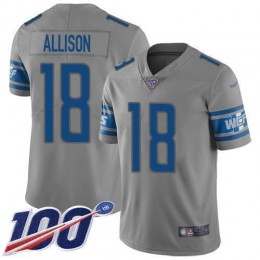 Detroit Lions #18 Geronimo Allison Gray Men's Stitched NFL Limited Inverted Legend 100th Season Jersey
