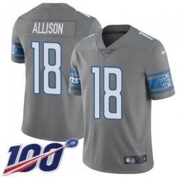 Detroit Lions #18 Geronimo Allison Gray Men's Stitched NFL Limited Rush 100th Season Jersey