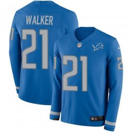 Detroit Lions #21 Tracy Walker Blue Team Color Men's Stitched NFL Limited Therma Long Sleeve Jersey