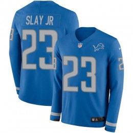 Detroit Lions #23 Darius Slay Jr Blue Team Color Men's Stitched NFL Limited Therma Long Sleeve Jersey