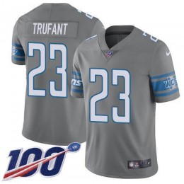 Detroit Lions #23 Desmond Trufant Gray Men's Stitched NFL Limited Rush 100th Season Jersey