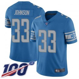 Detroit Lions #33 Kerryon Johnson Blue Team Color Men's Stitched NFL 100th Season Vapor Limited Jersey
