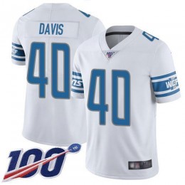 Detroit Lions #40 Jarrad Davis White Men's Stitched NFL 100th Season Vapor Limited Jersey