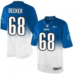 Detroit Lions #68 Taylor Decker Blue/White Men's Stitched NFL Elite Fadeaway Fashion Jersey