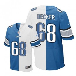 Detroit Lions #68 Taylor Decker Blue/White Men's Stitched NFL Elite Split Jersey
