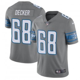 Detroit Lions #68 Taylor Decker Gray Men's Stitched NFL Limited Rush Jersey