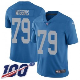 Detroit Lions #79 Kenny Wiggins Blue Throwback Men's Stitched NFL 100th Season Vapor Untouchable Limited Jersey