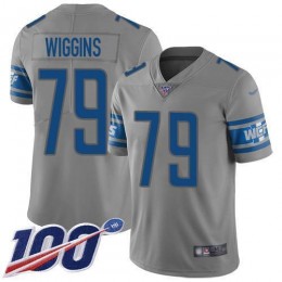 Detroit Lions #79 Kenny Wiggins Gray Men's Stitched NFL Limited Inverted Legend 100th Season Jersey