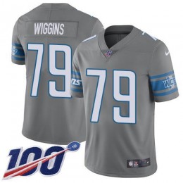 Detroit Lions #79 Kenny Wiggins Gray Men's Stitched NFL Limited Rush 100th Season Jersey