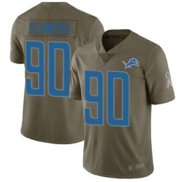 Detroit Lions #90 Trey Flowers Olive Men's Stitched NFL Limited 2017 Salute to Service Jersey