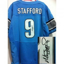 Detroit Lions #9 Matthew Stafford Blue Team Color Men's Stitched NFL Elite Autographed Jersey