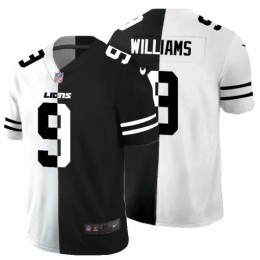 Lions #9 Jameson Williams Men's Black V White Peace Split Vapor Untouchable Limited NFL Jersey
