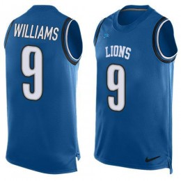 Lions #9 Jameson Williams Blue Team Color Men's Stitched NFL Limited Tank Top Jersey