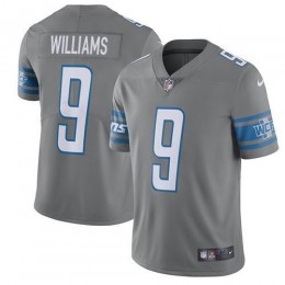 Lions #9 Jameson Williams Gray Men's Stitched NFL Limited Rush Jersey