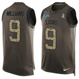 Lions #9 Jameson Williams Green Men's Stitched NFL Limited Salute To Service Tank Top Jersey