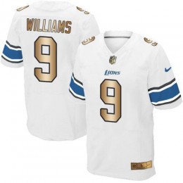 Lions #9 Jameson Williams White Men's Stitched NFL Elite Gold Jersey