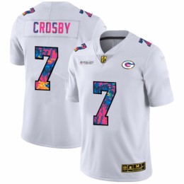 Green Bay Green Bay Packers #7 Mason Crosby Men's White Multi-Color 2020 NFL Crucial Catch Limited NFL Jersey