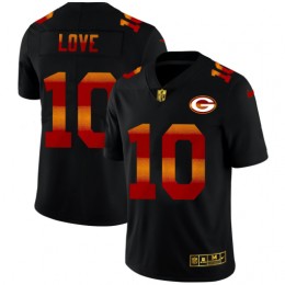 Green Bay Packers #10 Jordan Love Men's Black Red Orange Stripe Vapor Limited NFL Jersey