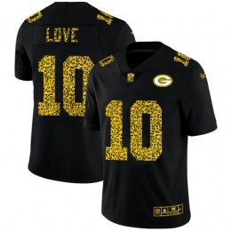 Green Bay Packers #10 Jordan Love Men's Leopard Print Fashion Vapor Limited NFL Jersey Black