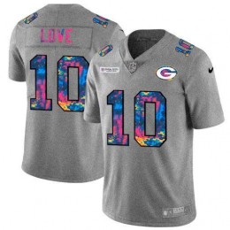 Green Bay Packers #10 Jordan Love Men's Multi-Color 2020 NFL Crucial Catch NFL Jersey Greyheather