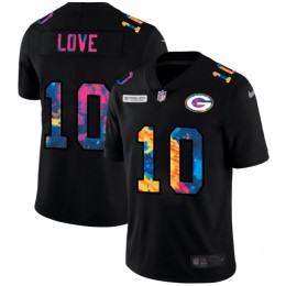 Green Bay Packers #10 Jordan Love Men's Multi-Color Black 2020 NFL Crucial Catch Vapor Untouchable Limited Jersey