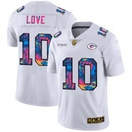 Green Bay Packers #10 Jordan Love Men's White Multi-Color 2020 NFL Crucial Catch Limited NFL Jersey