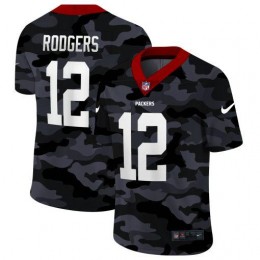 Green Bay Packers #12 Aaron Rodgers Men's 2020 Black CAMO Vapor Untouchable Limited Stitched NFL Jersey