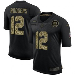 Green Bay Packers #12 Aaron Rodgers Men's 2020 Salute To Service Camo Limited NFL Jersey Black