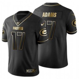 Green Bay Packers #17 Davante Adams Men's Black Golden Limited NFL 100 Jersey