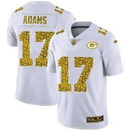 Green Bay Packers #17 Davante Adams Men's Flocked Leopard Print Vapor Limited NFL Jersey White