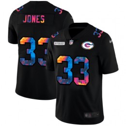 Green Bay Packers #33 Aaron Jones Men's Multi-Color Black 2020 NFL Crucial Catch Vapor Untouchable Limited Jersey