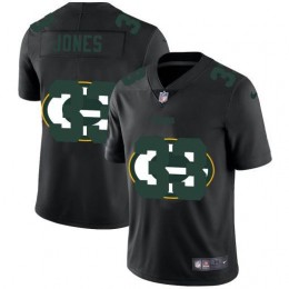 Green Bay Packers #33 Aaron Jones Men's Team Logo Dual Overlap Limited NFL Jersey Black