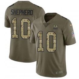 Green Bay Packers #10 Darrius Shepherd Olive/Camo Men's Stitched NFL Limited 2017 Salute To Service Jersey