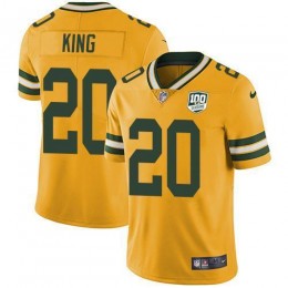 Green Bay Packers #20 Kevin King Yellow Men's 100th Season Stitched NFL Limited Rush Jersey
