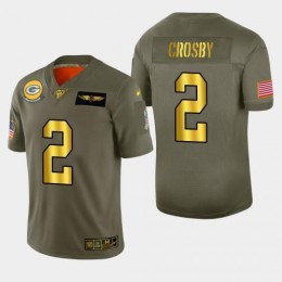 Green Bay Packers #2 Mason Crosby Men's Olive Gold 2019 Salute to Service NFL 100 Limited Jersey