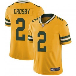 Green Bay Packers #2 Mason Crosby Yellow Men's Stitched NFL Limited Rush Jersey