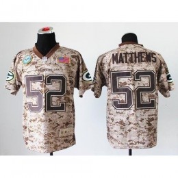 Green Bay Packers #52 Clay Matthews Camo Men's Stitched NFL New Elite USMC Jersey