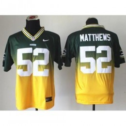 Green Bay Packers #52 Clay Matthews Green/Gold Men's Stitched NFL Elite Fadeaway Fashion Jersey