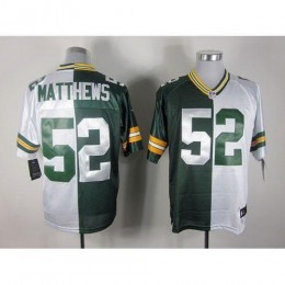 Green Bay Packers #52 Clay Matthews Green/White Men's Stitched NFL Elite Split Jersey