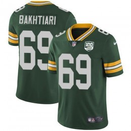 Green Bay Packers #69 David Bakhtiari Green Team Color Men's 100th Season Stitched NFL Vapor Untouchable Limited Jersey