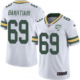 Green Bay Packers #69 David Bakhtiari White Men's 100th Season Stitched NFL Vapor Untouchable Limited Jersey